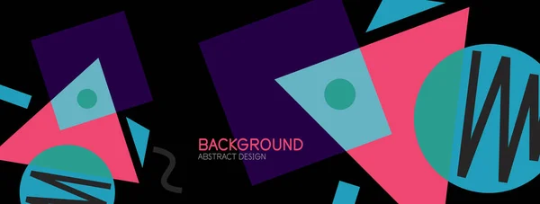 Abstracte achtergrond. Blokken, lijnen, driehoeken, cirkels samenstelling. Techno of business concept voor behang, banner, achtergrond, landing page — Stockvector