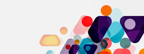 Burbujas de color y formas geométricas redondeadas en blanco. Fondo abstracto mínimo geométrico vectorial para fondo de pantalla, banner, fondo, landing page — Archivo Imágenes Vectoriales