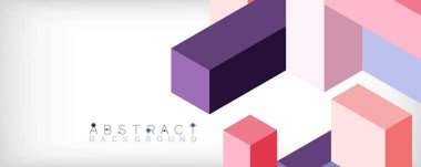 Soyut arkaplan. 3 boyutlu küp, küp elementler ve bloklar. Duvar kağıdı, afiş, arkaplan, iniş sayfası için tekno veya iş konsepti