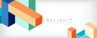 Soyut arkaplan. 3 boyutlu küp, küp elementler ve bloklar. Duvar kağıdı, afiş, arkaplan, iniş sayfası için tekno veya iş konsepti