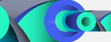 Soyut arkaplan. Minimum geometrik daireler ve koyu gölgeli yuvarlak şekiller. Duvar kağıdı afişi veya arkaplan için moda teknoloji iş şablonu