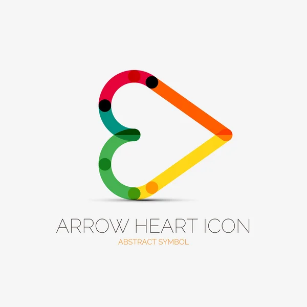 矢印の心アイコンの会社のロゴ、ビジネス コンセプト — ストックベクタ