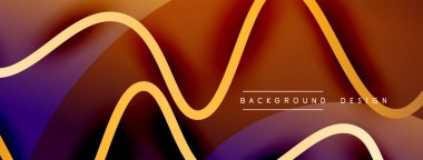 Gölge efektli dalga çizgisi olan soyut gradyan arkaplan. Geometrik bileşim. 3B gölge efektleri ve sıvı eğimleri