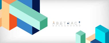 Soyut arkaplan. 3 boyutlu küp, küp elementler ve bloklar. Duvar kağıdı, afiş, arkaplan, iniş sayfası için tekno veya iş konsepti