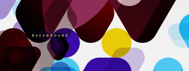 Beyaz üzerine renkli baloncuklar ve yuvarlak geometrik şekiller. Duvar kağıdı, pankart, arkaplan, iniş sayfası için vektör geometrik asgari özet arkaplan