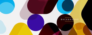 Beyaz üzerine renkli baloncuklar ve yuvarlak geometrik şekiller. Duvar kağıdı, pankart, arkaplan, iniş sayfası için vektör geometrik asgari özet arkaplan