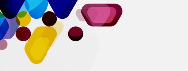 Beyaz üzerine renkli baloncuklar ve yuvarlak geometrik şekiller. Duvar kağıdı, pankart, arkaplan, iniş sayfası için vektör geometrik asgari özet arkaplan