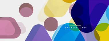 Beyaz üzerine renkli baloncuklar ve yuvarlak geometrik şekiller. Duvar kağıdı, pankart, arkaplan, iniş sayfası için vektör geometrik asgari özet arkaplan