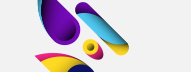 Soyut arkaplan. Minimum geometrik daireler ve koyu gölgeli yuvarlak şekiller. Duvar kağıdı afişi veya arkaplan için moda teknoloji iş şablonu