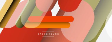 Yuvarlak şekiller ve çizgiler üst üste biniyor. Duvar kağıdı afişi veya iniş sayfası için vektör illüstrasyonu