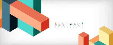 Soyut arkaplan. 3 boyutlu küp, küp elementler ve bloklar. Duvar kağıdı, afiş, arkaplan, iniş sayfası için tekno veya iş konsepti