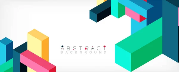 Abstracte achtergrond. 3d blokjes, kubieke elementen en blokken. Techno of business concept voor behang, banner, achtergrond, landing page — Stockvector