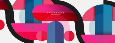 Yuvarlak geometrik şekiller çizgiler ve daireler. Duvar kağıdı afişi ya da iniş sayfası için vektör şablonu