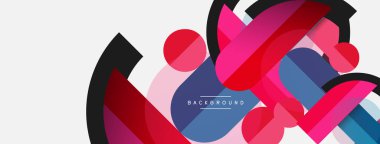 Yuvarlak geometrik şekiller çizgiler ve daireler. Duvar kağıdı afişi ya da iniş sayfası için vektör şablonu