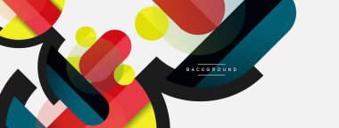 Yuvarlak geometrik şekiller çizgiler ve daireler. Duvar kağıdı afişi ya da iniş sayfası için vektör şablonu