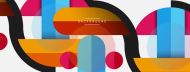 Yuvarlak geometrik şekiller çizgiler ve daireler. Duvar kağıdı afişi ya da iniş sayfası için vektör şablonu