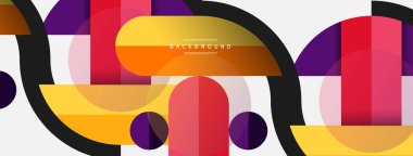 Yuvarlak geometrik şekiller çizgiler ve daireler. Duvar kağıdı afişi ya da iniş sayfası için vektör şablonu