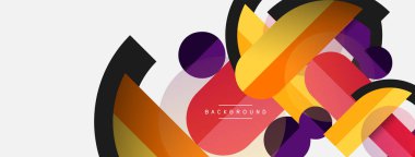 Yuvarlak geometrik şekiller çizgiler ve daireler. Duvar kağıdı afişi ya da iniş sayfası için vektör şablonu