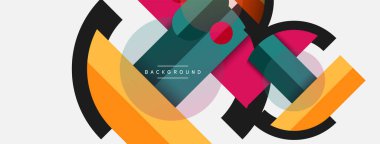 Yuvarlak geometrik şekiller çizgiler ve daireler. Duvar kağıdı afişi ya da iniş sayfası için vektör şablonu