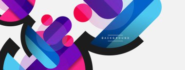 Yuvarlak geometrik şekiller çizgiler ve daireler. Duvar kağıdı afişi ya da iniş sayfası için vektör şablonu