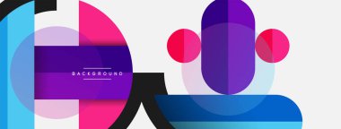 Yuvarlak geometrik şekiller çizgiler ve daireler. Duvar kağıdı afişi ya da iniş sayfası için vektör şablonu