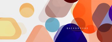 Beyaz üzerine renkli baloncuklar ve yuvarlak geometrik şekiller. Duvar kağıdı, pankart, arkaplan, iniş sayfası için vektör geometrik asgari özet arkaplan