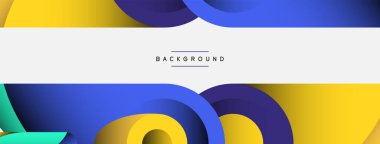 Soyut arkaplan. Minimum geometrik daireler ve koyu gölgeli yuvarlak şekiller. Duvar kağıdı afişi veya arkaplan için moda teknoloji iş şablonu