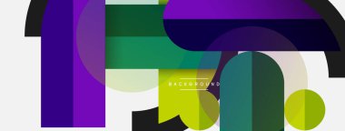 Geometrik şekiller bileşim soyut arkaplan. Çember çizgileri ve dikdörtgenler. Duvar kağıdı afişi veya iniş sayfası için vektör illüstrasyonu