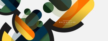 Geometrik şekiller bileşim soyut arkaplan. Çember çizgileri ve dikdörtgenler. Duvar kağıdı afişi veya iniş sayfası için vektör illüstrasyonu