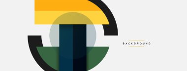 Geometrik şekiller bileşim soyut arkaplan. Çember çizgileri ve dikdörtgenler. Duvar kağıdı afişi veya iniş sayfası için vektör illüstrasyonu