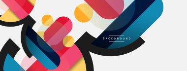 Geometrik şekiller bileşim soyut arkaplan. Çember çizgileri ve dikdörtgenler. Duvar kağıdı afişi veya iniş sayfası için vektör illüstrasyonu