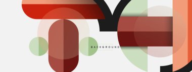 Geometrik şekiller bileşim soyut arkaplan. Çember çizgileri ve dikdörtgenler. Duvar kağıdı afişi veya iniş sayfası için vektör illüstrasyonu