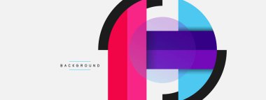 Geometrik şekiller bileşim soyut arkaplan. Çember çizgileri ve dikdörtgenler. Duvar kağıdı afişi veya iniş sayfası için vektör illüstrasyonu