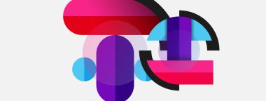 Geometrik şekiller bileşim soyut arkaplan. Çember çizgileri ve dikdörtgenler. Duvar kağıdı afişi veya iniş sayfası için vektör illüstrasyonu