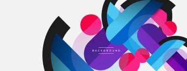 Geometrik şekiller bileşim soyut arkaplan. Çember çizgileri ve dikdörtgenler. Duvar kağıdı afişi veya iniş sayfası için vektör illüstrasyonu