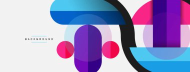 Yuvarlak geometrik şekiller çizgiler ve daireler. Duvar kağıdı afişi ya da iniş sayfası için vektör şablonu