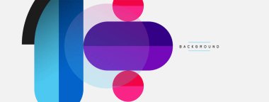 Geometrik şekiller bileşim soyut arkaplan. Çember çizgileri ve dikdörtgenler. Duvar kağıdı afişi veya iniş sayfası için vektör illüstrasyonu