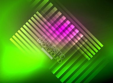 Parlak neon rengi tekno soyut arkaplan, koyu arkaplanda parlak neon çizgiler