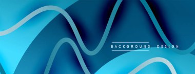 Gölge efektli dalga çizgisi olan soyut gradyan arkaplan. Geometrik bileşim. 3B gölge efektleri ve sıvı eğimleri