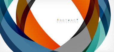 Geometrik soyut arkaplan. Üst üste binen renk şekilleriyle çember oluşturuldu. Duvar Kağıdı, Sancak, Arkaplan, İniş Sayfası için Vektör İllüstrasyonu