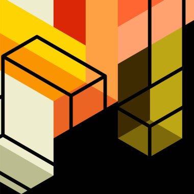 Soyut arkaplan. 3 boyutlu küp, küp elementler ve bloklar. Duvar kağıdı, afiş, arkaplan, iniş sayfası için tekno veya iş konsepti