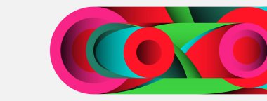 Soyut arkaplan. Minimum geometrik daireler ve koyu gölgeli yuvarlak şekiller. Duvar kağıdı afişi veya arkaplan için moda teknoloji iş şablonu