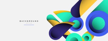 Soyut arkaplan. Minimum geometrik daireler ve koyu gölgeli yuvarlak şekiller. Duvar kağıdı afişi veya arkaplan için moda teknoloji iş şablonu