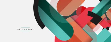 Geometrik şekiller bileşim soyut arkaplan. Çember çizgileri ve dikdörtgenler. Duvar kağıdı afişi veya iniş sayfası için vektör illüstrasyonu