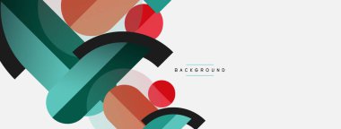 Geometrik şekiller bileşim soyut arkaplan. Çember çizgileri ve dikdörtgenler. Duvar kağıdı afişi veya iniş sayfası için vektör illüstrasyonu