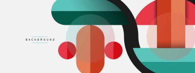 Geometrik şekiller bileşim soyut arkaplan. Çember çizgileri ve dikdörtgenler. Duvar kağıdı afişi veya iniş sayfası için vektör illüstrasyonu