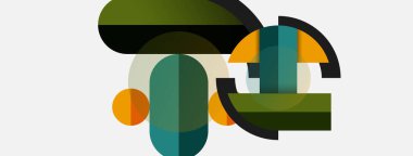 Geometrik şekiller bileşim soyut arkaplan. Çember çizgileri ve dikdörtgenler. Duvar kağıdı afişi veya iniş sayfası için vektör illüstrasyonu