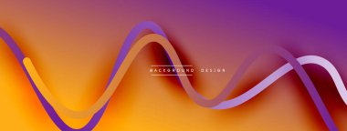 Gölge efektli dalga çizgisi olan soyut gradyan arkaplan. Geometrik bileşim. 3B gölge efektleri ve sıvı eğimleri