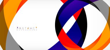 Geometrik soyut arkaplan. Üst üste binen renk şekilleriyle çember oluşturuldu. Duvar Kağıdı, Sancak, Arkaplan, İniş Sayfası için Vektör İllüstrasyonu