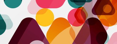 Beyaz üzerine renkli baloncuklar ve yuvarlak geometrik şekiller. Duvar kağıdı, pankart, arkaplan, iniş sayfası için vektör geometrik asgari özet arkaplan